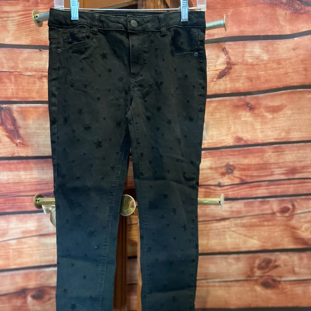 Girls Black Star Print Jeans Size 14